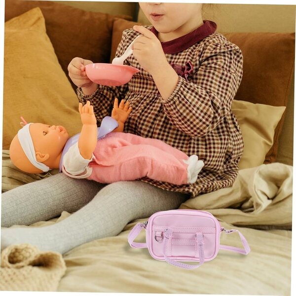 Mini rosa PU-Puppentasche, langlebiges und tragbares dekoratives Accessoire