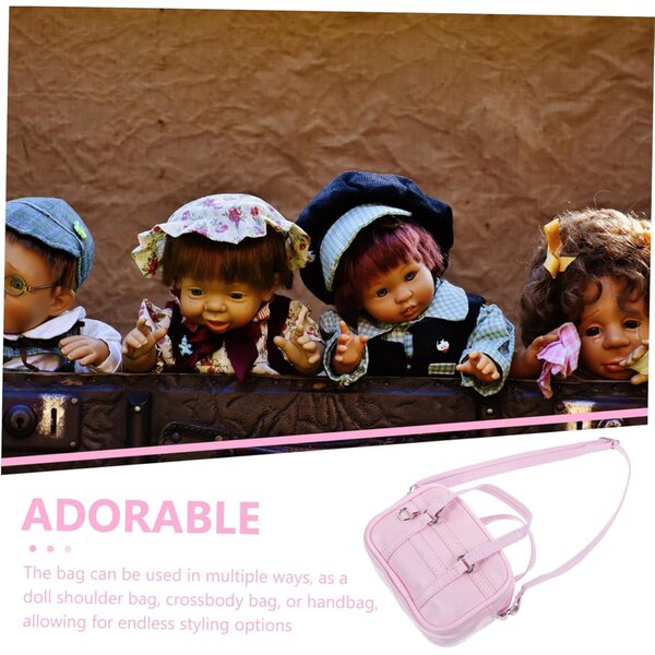 Mini rosa PU-Puppentasche, langlebiges und tragbares dekoratives Accessoire