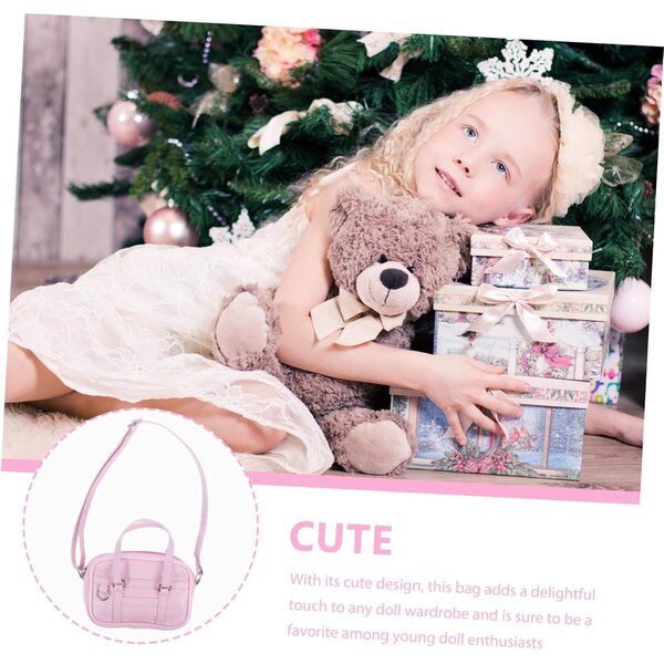 Mini rosa PU-Puppentasche, langlebiges und tragbares dekoratives Accessoire