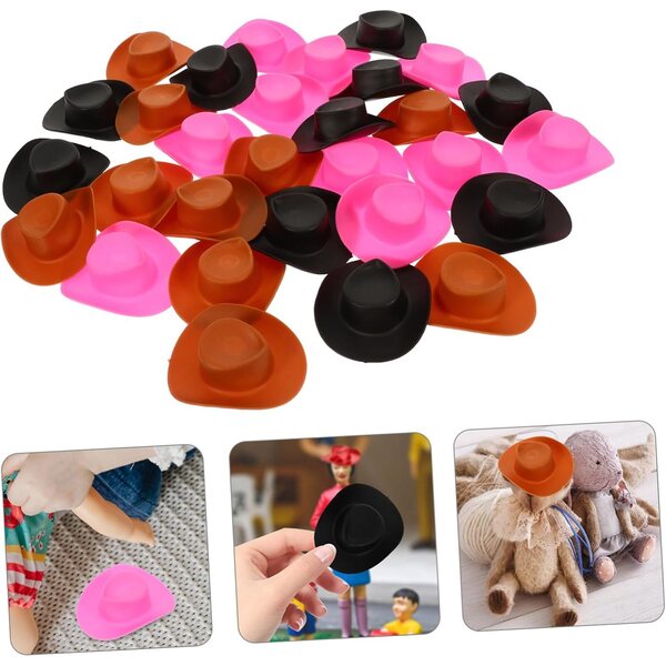 30 Mini-Cowboyhüte aus ABS für Puppenhausdekorationen und Zubehör