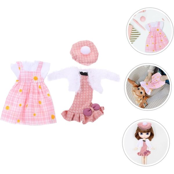 Vesti per Bambole LRXIYODE Set 2 Abiti Rosa e Cappello Elegante 16 cm