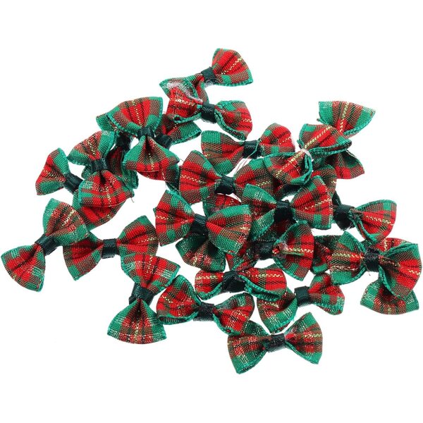 30 Mini Nodi a Quadri Verdi e Rossi per Decorazioni e Accessori DIY