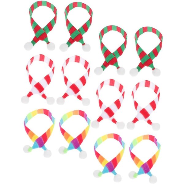 Set 12 Mini Sciarpe Colorate per Bambole e Decorazioni Natalizie Multifunzionali