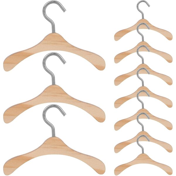 Set 10 Mini Cintres in Legno per Bambole Robusti e Compatti Accessori Miniatura