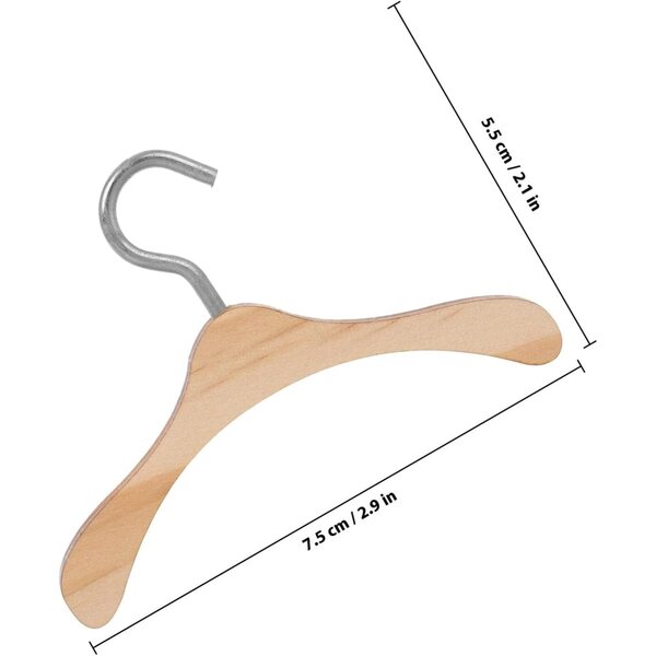 Set 10 Mini Cintres in Legno per Bambole Robusti e Compatti Accessori Miniatura