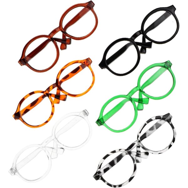 Set 6 Mini Occhiali per Bambole in Plastica Leggera e Colorata, Accessori Creativi DIY