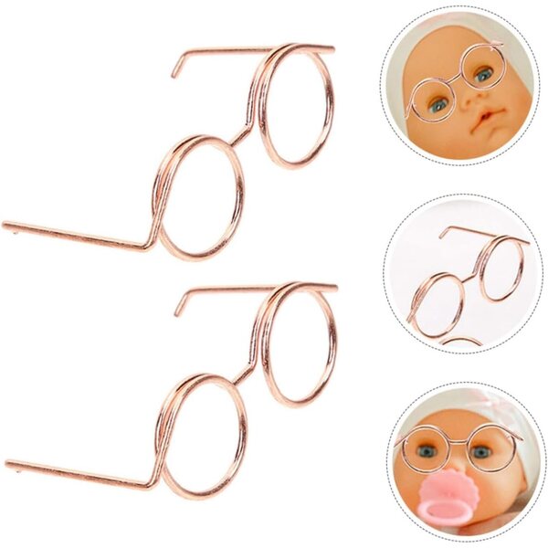 Set 15 Mini Lunettes da bambole in Metallo Oro Rosa, Accessori Eleganti e Resistenti