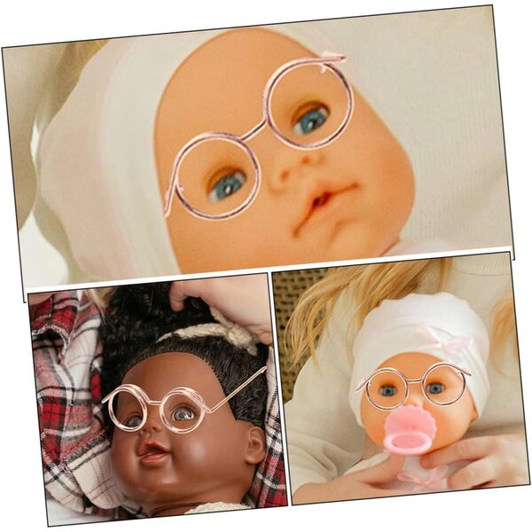 Set 15 Mini Lunettes da bambole in Metallo Oro Rosa, Accessori Eleganti e Resistenti