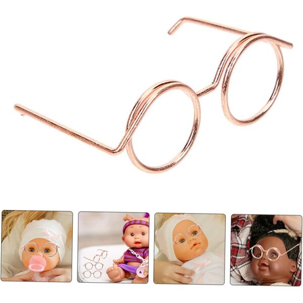Set 15 Mini Lunettes da bambole in Metallo Oro Rosa, Accessori Eleganti e Resistenti