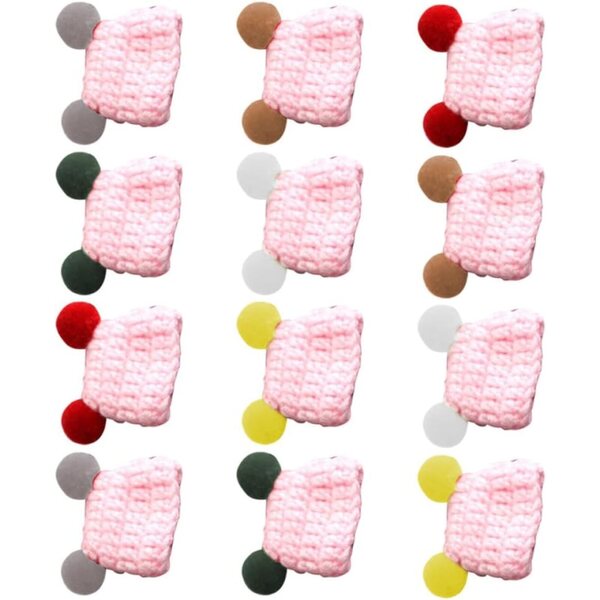 ORFOFE 12 mehrfarbige Mini-Strickmützen für Puppen und Bastelarbeiten