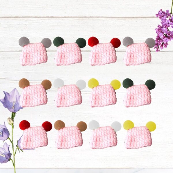 ORFOFE 12 mehrfarbige Mini-Strickmützen für Puppen und Bastelarbeiten