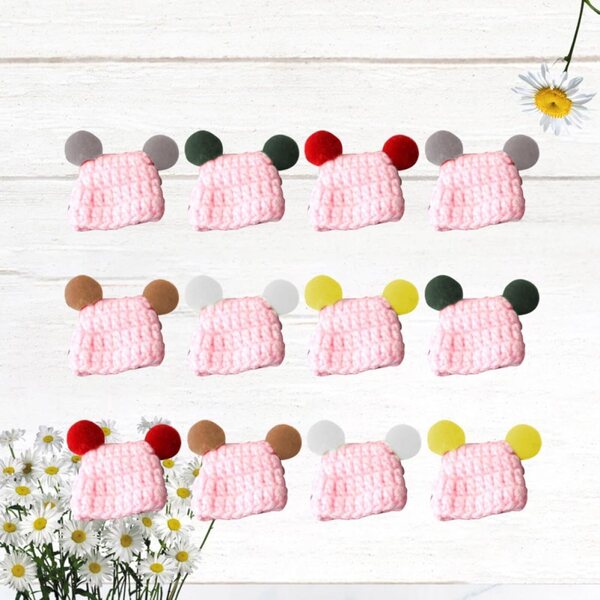 ORFOFE 12 mehrfarbige Mini-Strickmützen für Puppen und Bastelarbeiten
