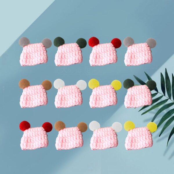 ORFOFE 12 mehrfarbige Mini-Strickmützen für Puppen und Bastelarbeiten
