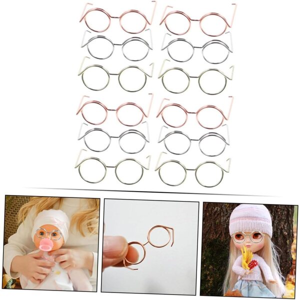 Set 12 Montature Miniature in Rame per Occhiali da Bambola Resistenti e Decorativi