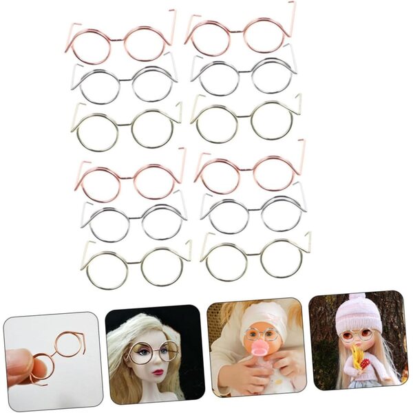 Set 12 Montature Miniature in Rame per Occhiali da Bambola Resistenti e Decorativi