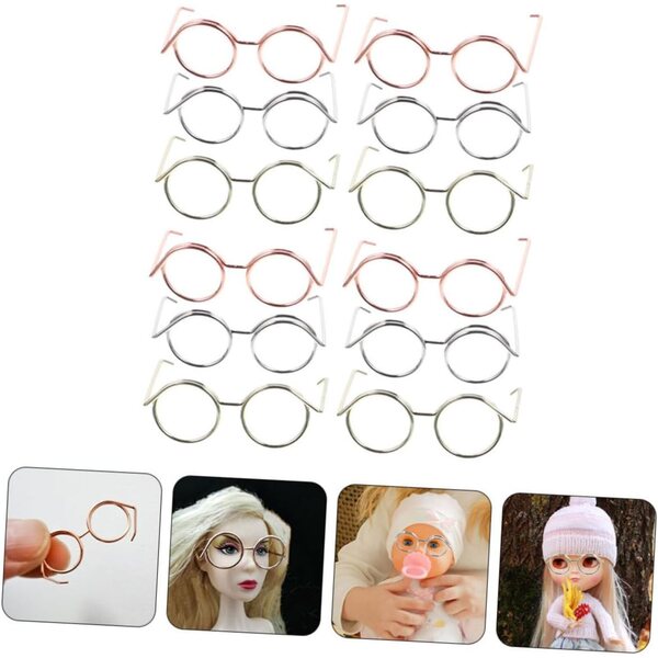 Set 12 Montature Miniature in Filo di Rame per bambole 3,5x2,4 cm - Accessori senza Lenti