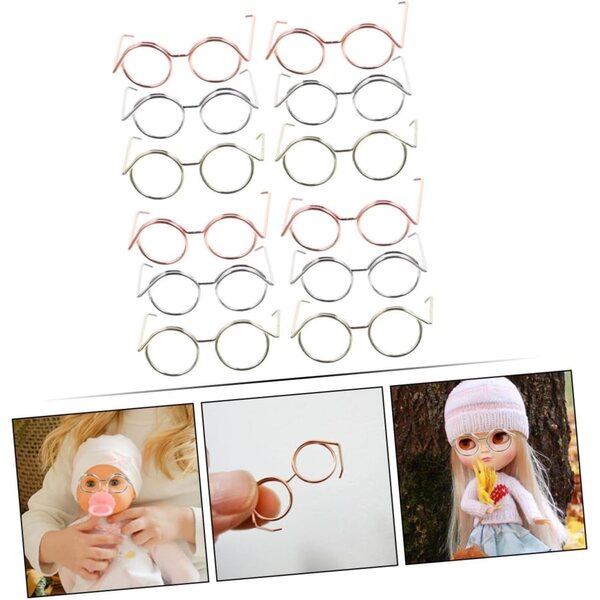 Set 12 Montature Miniature in Filo di Rame per bambole 3,5x2,4 cm - Accessori senza Lenti