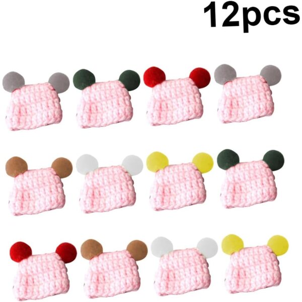12 Mini Cappellini Multicolori in Lana per Decorazioni DIY e Accessori Artigianali