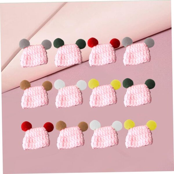 12 Mini Cappellini Multicolori in Lana per Decorazioni DIY e Accessori Artigianali