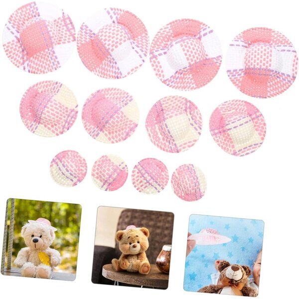 12 Mini Cappelli a Righe Colorati per Bambole Accessori DIY Costume e Decorazione
