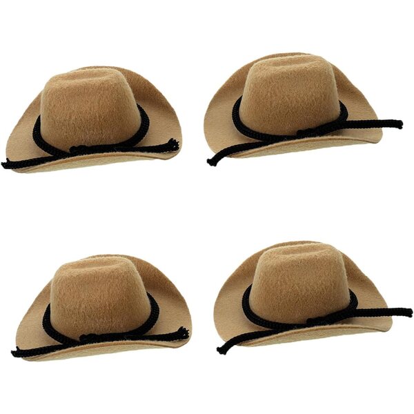 Set 4 Mini Cappelli da Cowboy per Bambole - Accessori Western per Feste e Decorazioni
