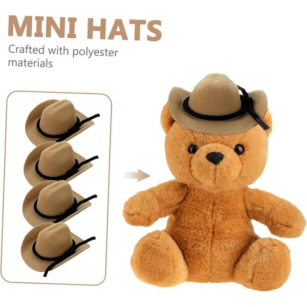 Set 4 Mini Cappelli da Cowboy per Bambole - Accessori Western per Feste e Decorazioni