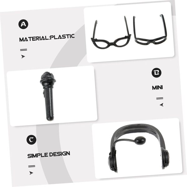 Miniature Casque e Occhiali per Bambole Accessori DIY in Plastica Nero Rock 4cm