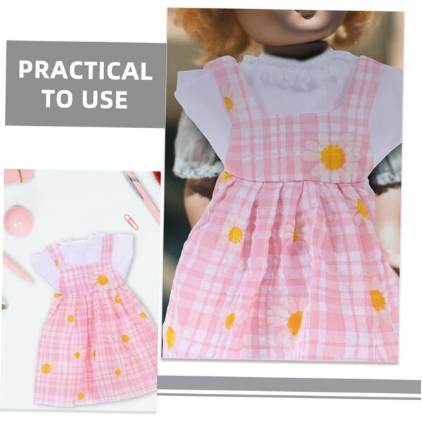 Abiti per bambole con vestito elegante, gonna compatta e cappello rosa riutilizzabile