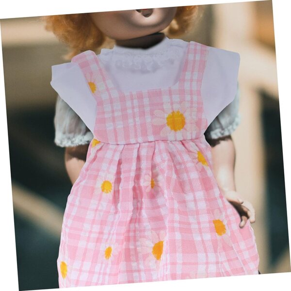 Abiti per bambole con vestito elegante, gonna compatta e cappello rosa riutilizzabile