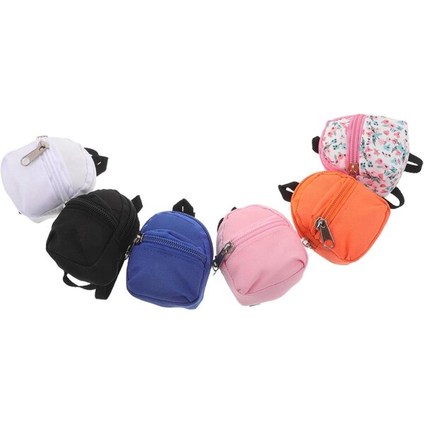 Set 6 Mini Zainetti per Bambole, Accessori Gioco Scuola in Tessuto Colorati
