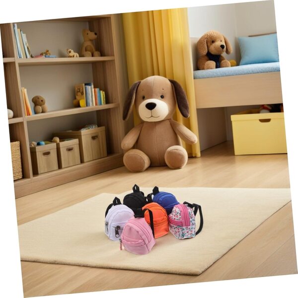 Set 6 Mini Zainetti per Bambole, Accessori Gioco Scuola in Tessuto Colorati