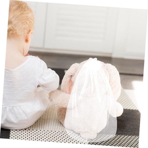 Voile da Sposa per Bambole in Tulle e Pizzo Mini Accessorio Elegante 37,5x7 cm