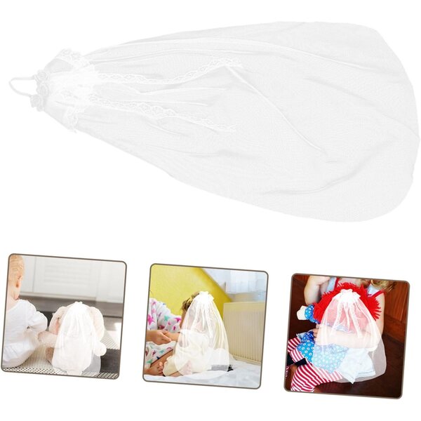 Voile da Sposa per Bambole in Tulle e Pizzo Mini Accessorio Elegante 37,5x7 cm