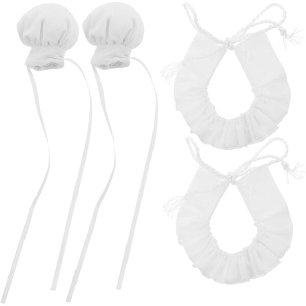 Set mit 2 Mini-Kochhauben für Puppen, Hüte und Küchenschals aus Stoff