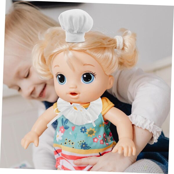 Set mit 2 Mini-Kochhauben für Puppen, Hüte und Küchenschals aus Stoff