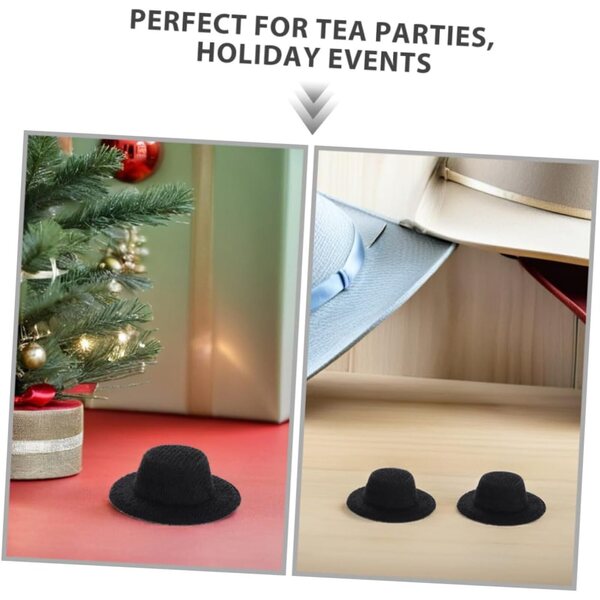 ORFOFE Set 40 Mini Cappelli a Cilindro Neri per Decorazioni e Accessori DIY