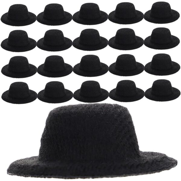 ORFOFE 40 mini cappelli a cilindro neri per bambole e decorazioni festive
