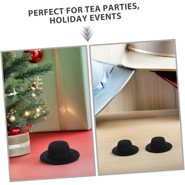 ORFOFE 40 mini cappelli a cilindro neri per bambole e decorazioni festive
