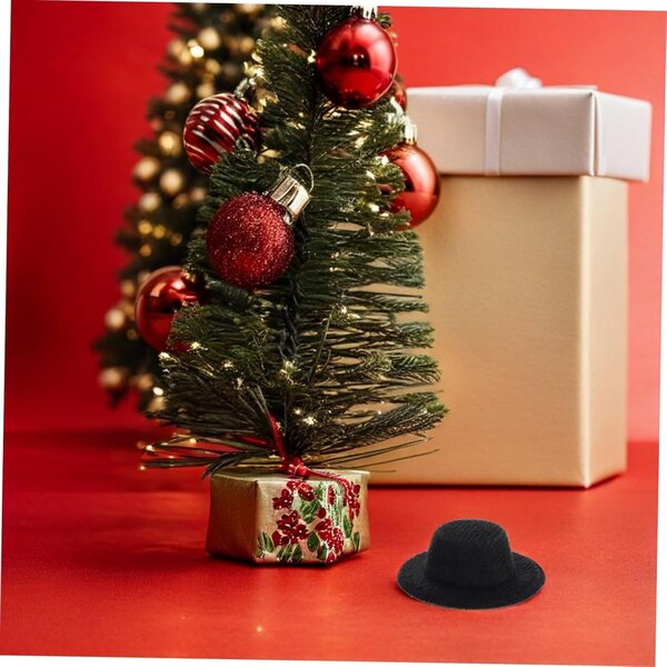 ORFOFE 40 mini cappelli a cilindro neri per bambole e decorazioni festive