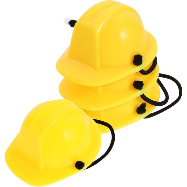 Set da 4 Mini Caschi di Sicurezza Gialli per Bambole in Plastica, Accessori Creativi