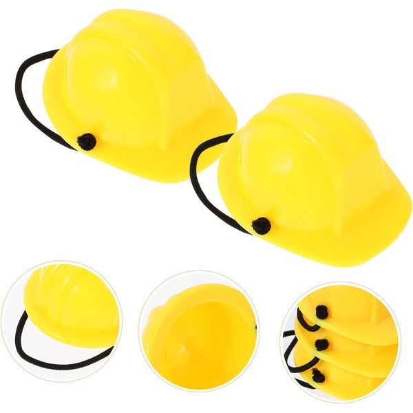 Set da 4 Mini Caschi di Sicurezza Gialli per Bambole in Plastica, Accessori Creativi