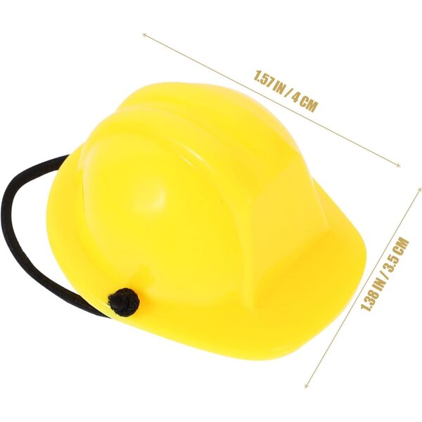 Set da 4 Mini Caschi di Sicurezza Gialli per Bambole in Plastica, Accessori Creativi
