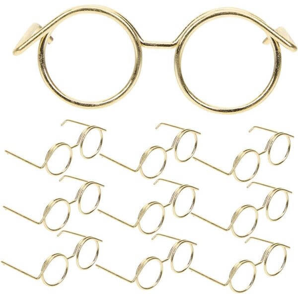 Mini occhiali dorati per bambole 15 pezzi in metallo - accessori cosplay e decorazioni