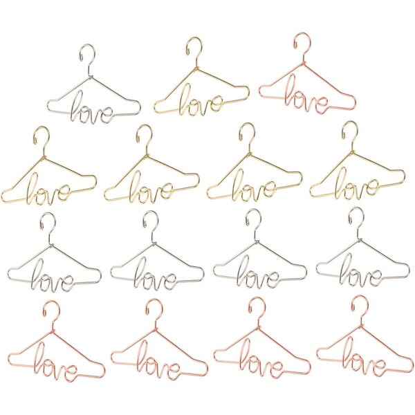 Set 15 Mini Cintres Colorati per Vestiti delle bambole con Design Lettera Love