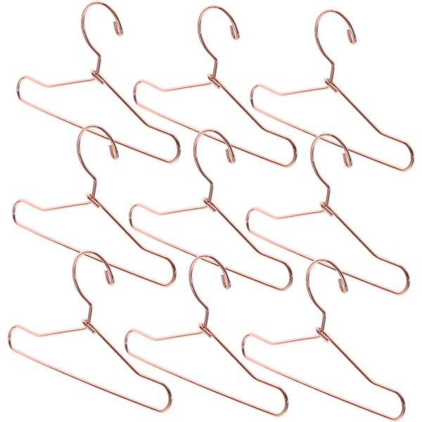 Set 10 Cintretti Miniature in Metallo Rosa Dorato per Abiti di Bambole