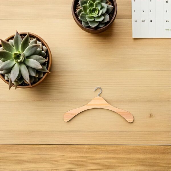Set mit 12 Mini Cintres en Bois Naturel für Puppenkleidung – eleganter Organizer