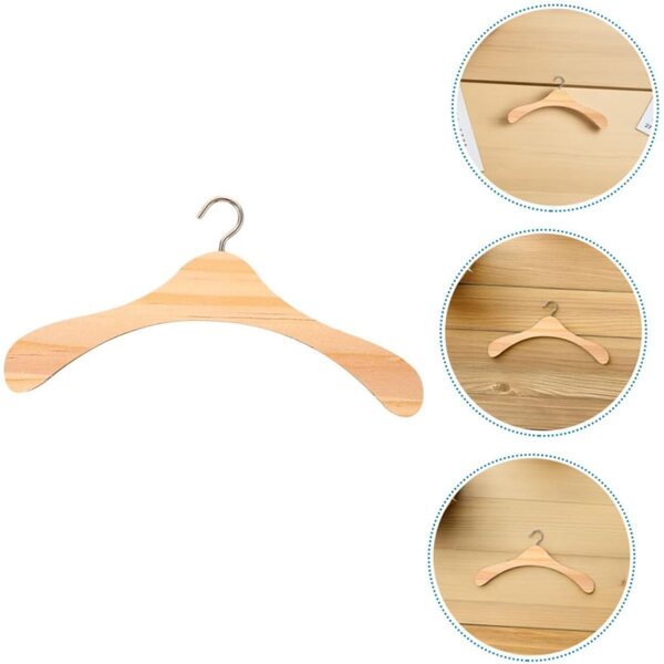 Set mit 12 Mini Cintres en Bois Naturel für Puppenkleidung – eleganter Organizer