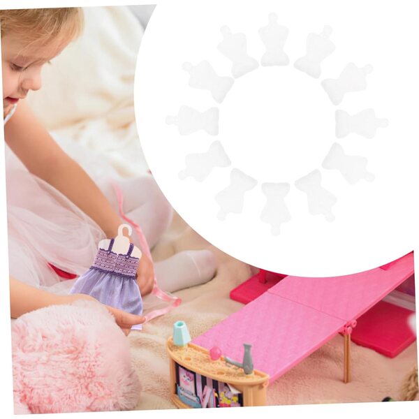 100 Mini Cintres in Plastica per Abiti di Bambole, Organizzatore e Espositore Trasparente