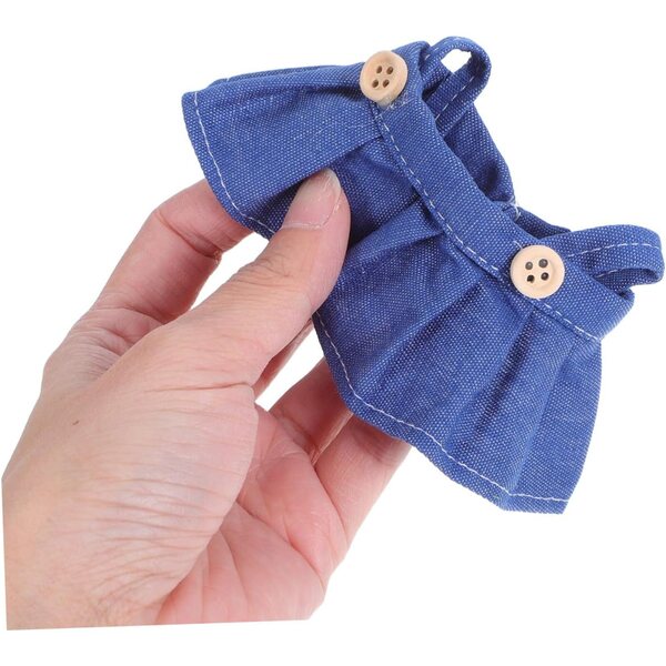 Set 4 Pezzi Vestiti per Bambole Salopette e Gonna in Tessuto Blu 17 cm