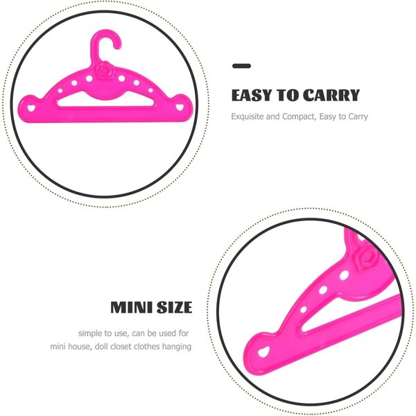 Set 10 Mini Cintres Rosa per Bambole, Organizzazione Abiti e Accessori Bambole